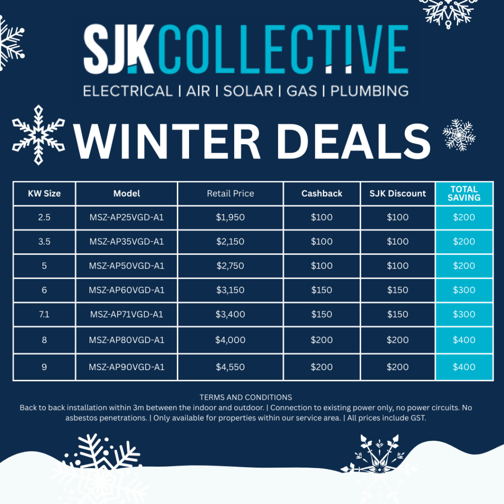 SJK Collective Winter Deals for Electrical, Air, Solar, Gas and Plumbing