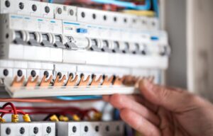 electrician working on switchboard